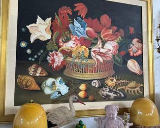 Large Dutch-style Art in Gilt Frame