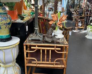Fretwork Bamboo Side Table, Iron Palm Tree Lamp, Italian Pottery Side Table, Chinese Ginger Jar Lamp, and more