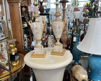 Pair Karl Springer Mushroom End Tables