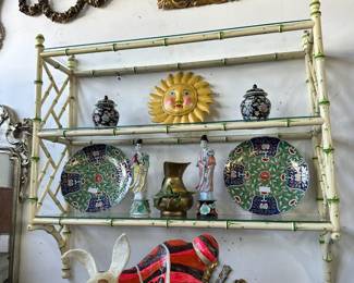 Painted Faux Bamboo Fretwork Wall Shelf