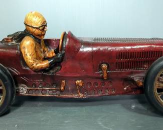 Figural Race Car Driver With Early-Style Racing Car