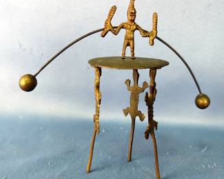 Handcrafted Brass Folk Art Balancing Sculpture