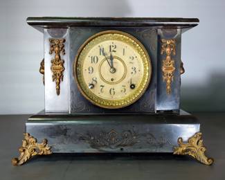 Seth Thomas Mantle Clock With Ornate Metal Details