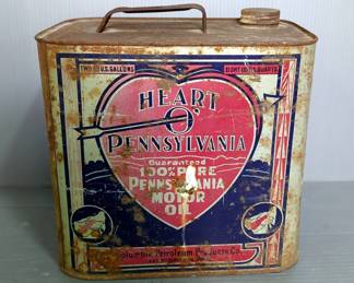 Semdac Liquid Gloss and Heart O' Pennsylvania Motor Oil Cans
