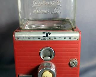 Northwestern 5 Cent Gumball Vending Machine, Circa 1940s
