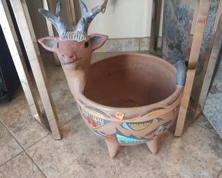 Mexican folk art deer planter