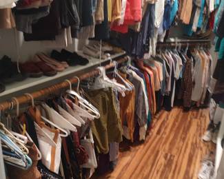 Clothes.  Lots of clothes.  Mostly smaller sizes, but some medium and large.  All are women's clothes