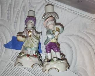 Vintage porcelain candlestick holders
