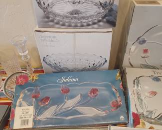 Tivoli, American Whitehall, and Juliana serving dishes in original boxes