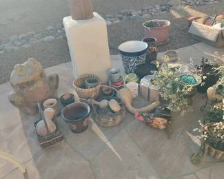 Lots of garden pots and yard art