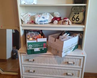 Dresser with removable bookcase (it can also go on the desk.  Mirror  is part of the same grouping