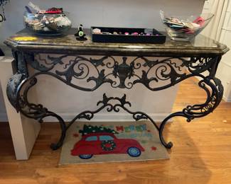 Marble and wrought iron console table - 2ft x 4 ft x 3ft