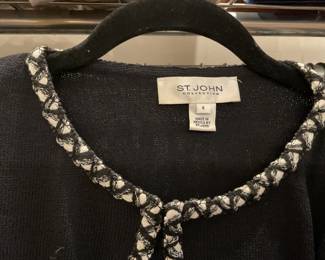 St. John Tweed Trim Cardigan Sweater - Sz. S