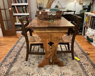 Antique wood folk art style table (width=26” length=3’ height=30”) $240 + tax