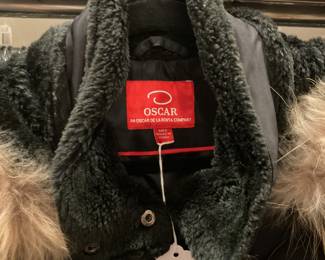 Oscar De La Renta Puffer Jacket with Fur Trim Hood - Sz. M