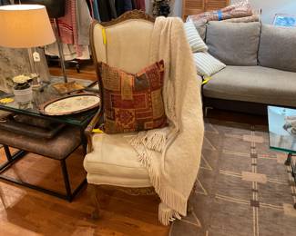 Wingback linen chair