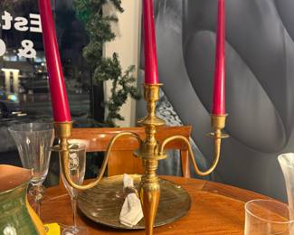 Brass 3 candle candelabra