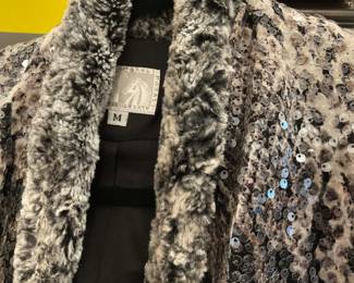 Sequin and faux fur jacket - Sz. M