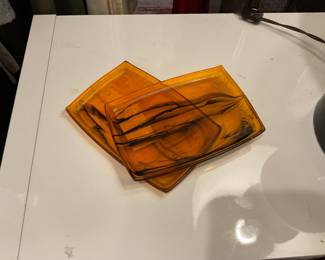 Amber-like Bakelite trays