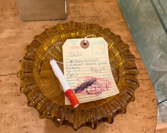 Fostorian amber sunburst glass ashtray $90 + tax
