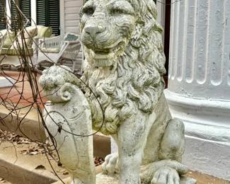 Pair of Cast Stone Lions