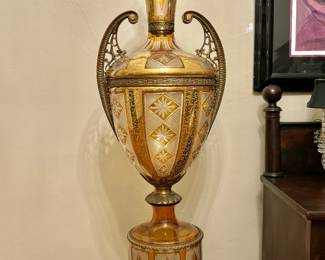 Monumental French Empire-Style Cut Glass Urn on Pedestal with Gilt Bronze Mounts and Ornate Handles (2 of 2)