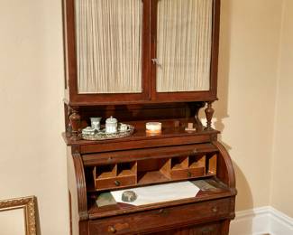 Victorian Roll Top Desk with Bookcase