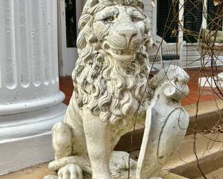 Pair of Cast Stone Lions