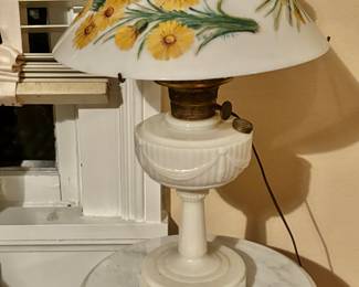 Victorian Lamp with Painted Shade