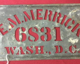 Vintage Door Sign House Number Antique Tin Address Plates Washington DC