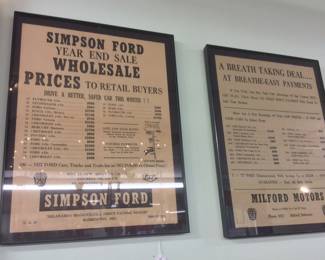 Original Vintage Ford Dealership Price Guide/s Framed