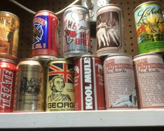 vintage commemorative beer cans