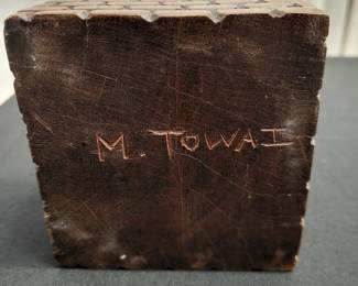 Hand-carved wooden model of a Fijian Bure Kalou, or spirit house/temple