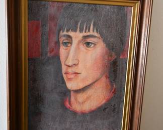 George Merritt Milton (American, 20th C.) Renaissance-Style Crayon Portrait, 1980