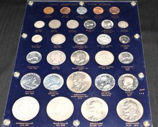 Cased 20th Century U.S. Type Coin Collection with Morgan & Peace Silver Dollars