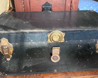 Antique foot locker closed
