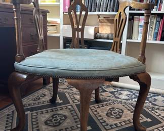 Antique 5-legged carved wooden accent chair 