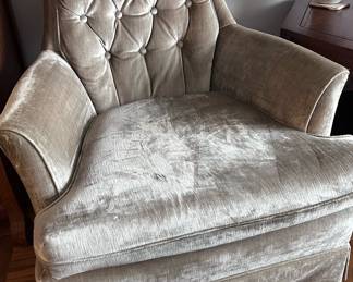 Vintage crushed velvet armchair 1 of 2