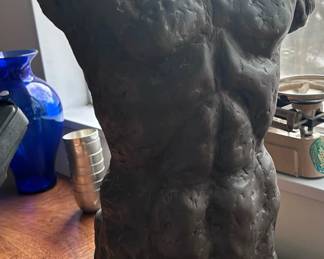 Plaster painted sculpture with custom base 