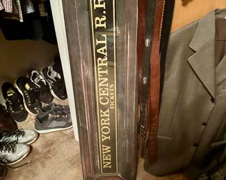 New York Central railroad ticket sign