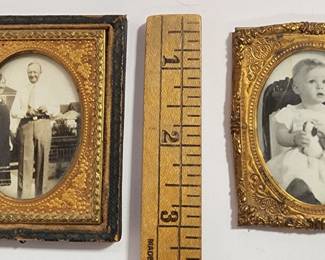 BRASS ANTIQUE FRAME WITH ANTIQUE PHOTOS