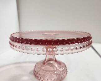 PINK DEPRESSION DOT CAKE PLATE