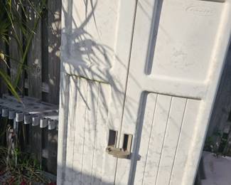 Weathered skinny Rubbermaid cabinet $30