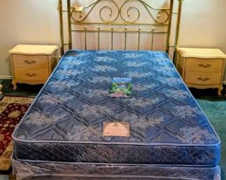 This is a queen bed. Please note, the 2 end tables are being kept by the family and not for sale.