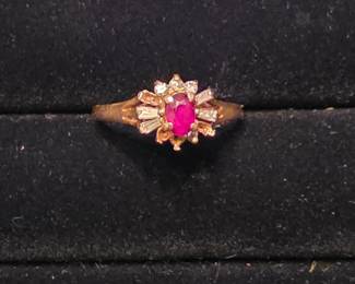 14K ring with Diamonds and ruby