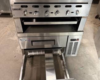 Vulcan Charbroiler + Avantco Refrigerated Chef Base
