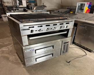 Vulcan Charbroiler + Avantco Refrigerated Chef Base