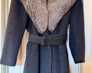 Isaak Mizrahi mohair coat with fur collar