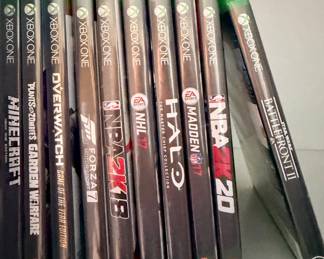 Xbox One games including Minecraft, Halo.