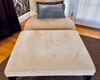 Barbara Barry for Baker Chair and Ottoman (for reupholstery)